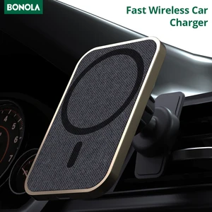 bonola 15w magnetic car wireless charger stand for iphone 13 12 pro maxmini fast magnet wireless charger for apple smart phone free global shipping