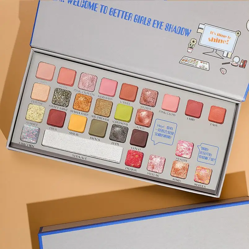 28 цветов Косметика Тени для век Порошковая голографическая 3D тени Палитра