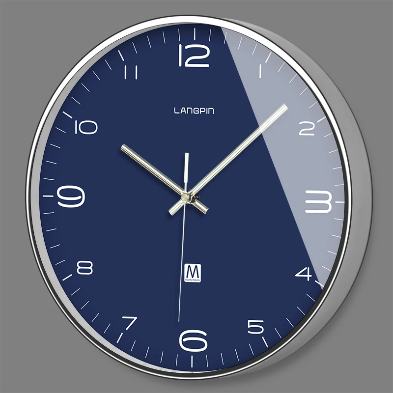 Часы кварцевые бесшумные металлические белые для гостиной спальни офиса FZ118