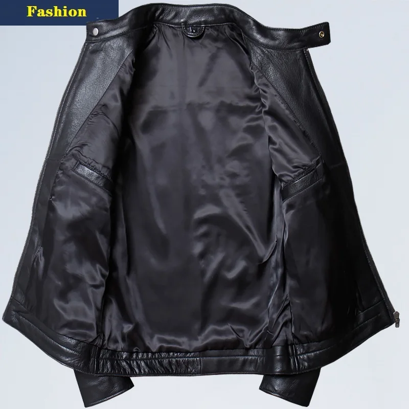 

Натуральная тонкая мужская кожаная куртка, модное Брендовое Мужское пальто из воловьей кожи, красивые повседневные стильные куртки, распро...