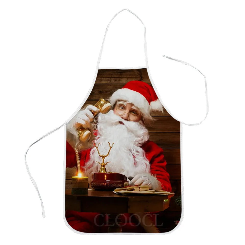 

CLOOCL Christmas Apron Cosplay Calling Santa Polyester Lacing Aprons for Men Women Festival Party Home Textile