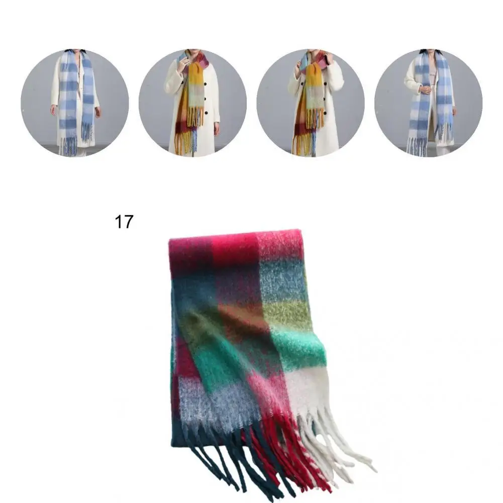 

Useful Daily Costume Excellent Craftmanship Plaid Blanket Winter Scarf for Women Plaid Blanket Scarf Women Plaid Scarf