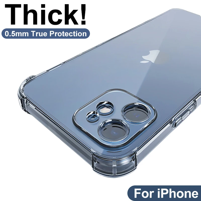 

Thick Phone Back Cover Shockproof Silicone Phone Case For Phone 12 11 Pro Xs Max lens Protection Case on Phone X Xr 6s 7 8 Plus