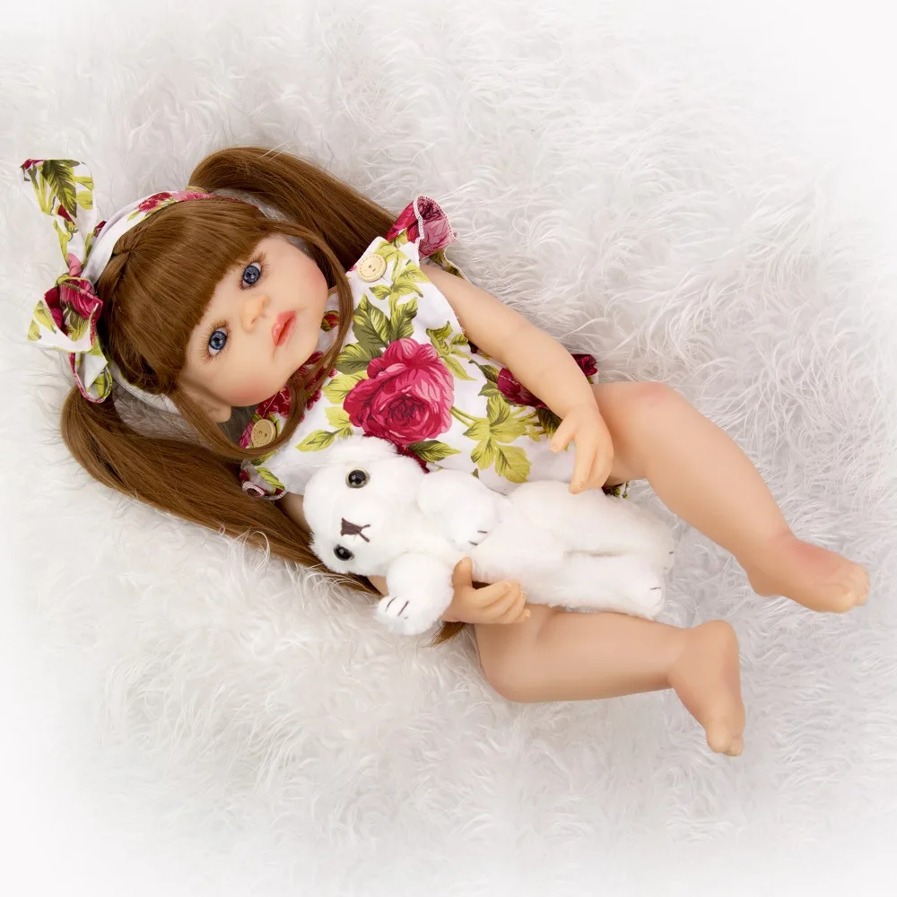 Bebe reborn baby girl doll 55 см corpo de silicone inteiro виниловые куклы для малышей игрушки купания |