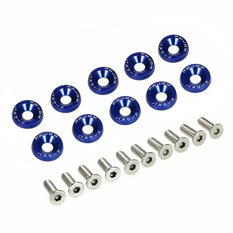 

10pcs/set JDM M6 Hex Fastener Car Fender Washer Bumper Engine Concave Screws Auto License Plate Bolts Car Modified Accessories