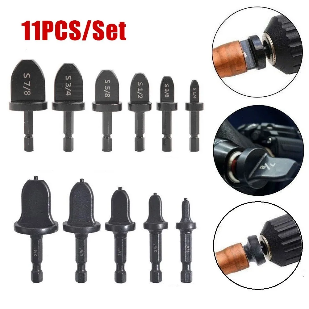 

11Pcs/set Imperial Tube Expander 1/4 Inch Hexagon Shank Air Conditioner Copper Tube Expander Swaging Tool Drill Bit Flaring Tool