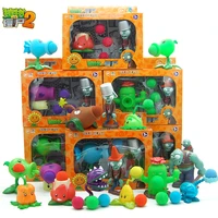 hot genuine plants vs zombie toys 2 complete set of boys large ejection soft silicone anime figure with box high quality gifts