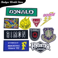 rectangle lightning boom shield polychrome word icon embroidery applique patches for clothing diy iron on badges on the backpack