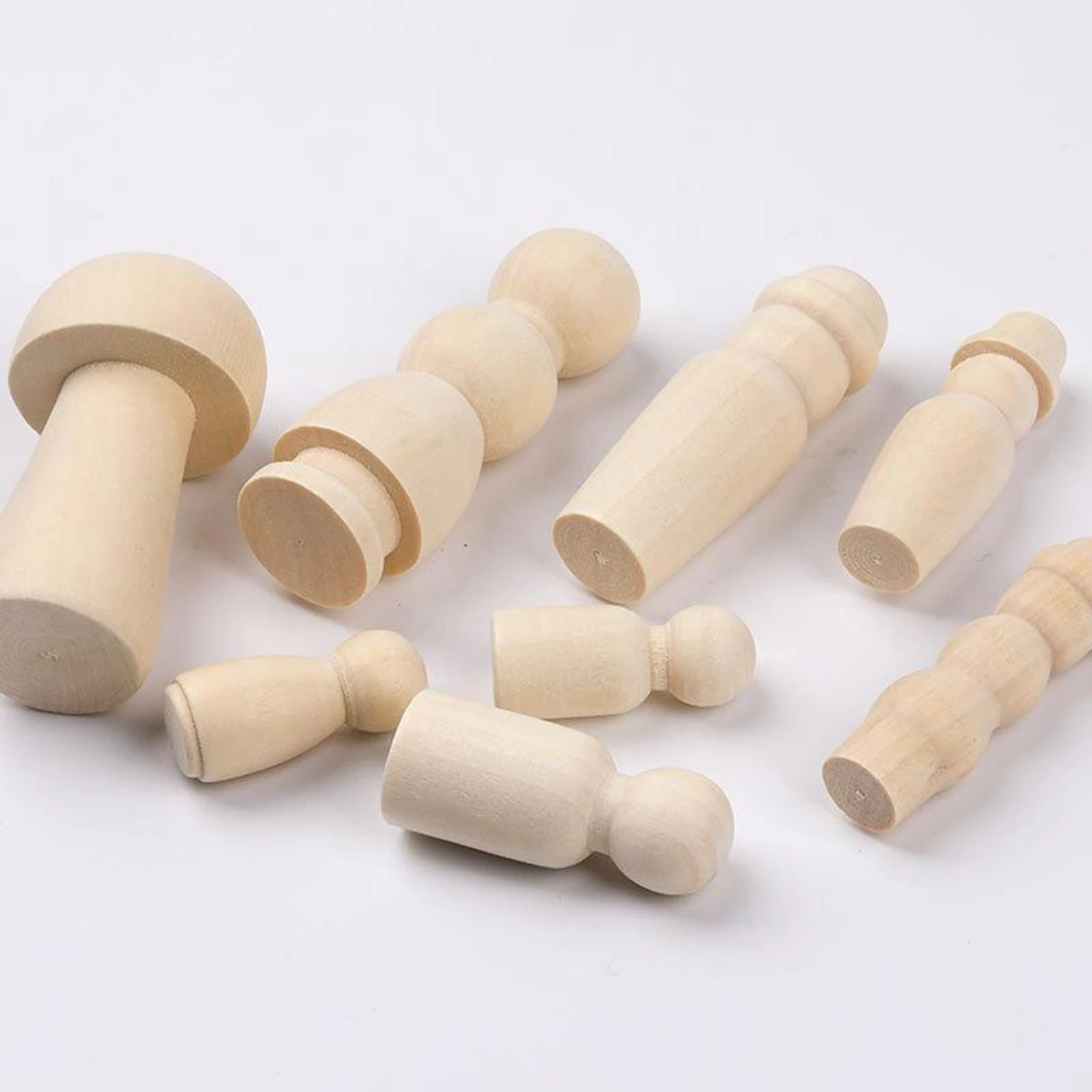 

42Pcs Unfinished Wood Peg Dolls Wooden Figures People DIY Craft Kids Art Toy