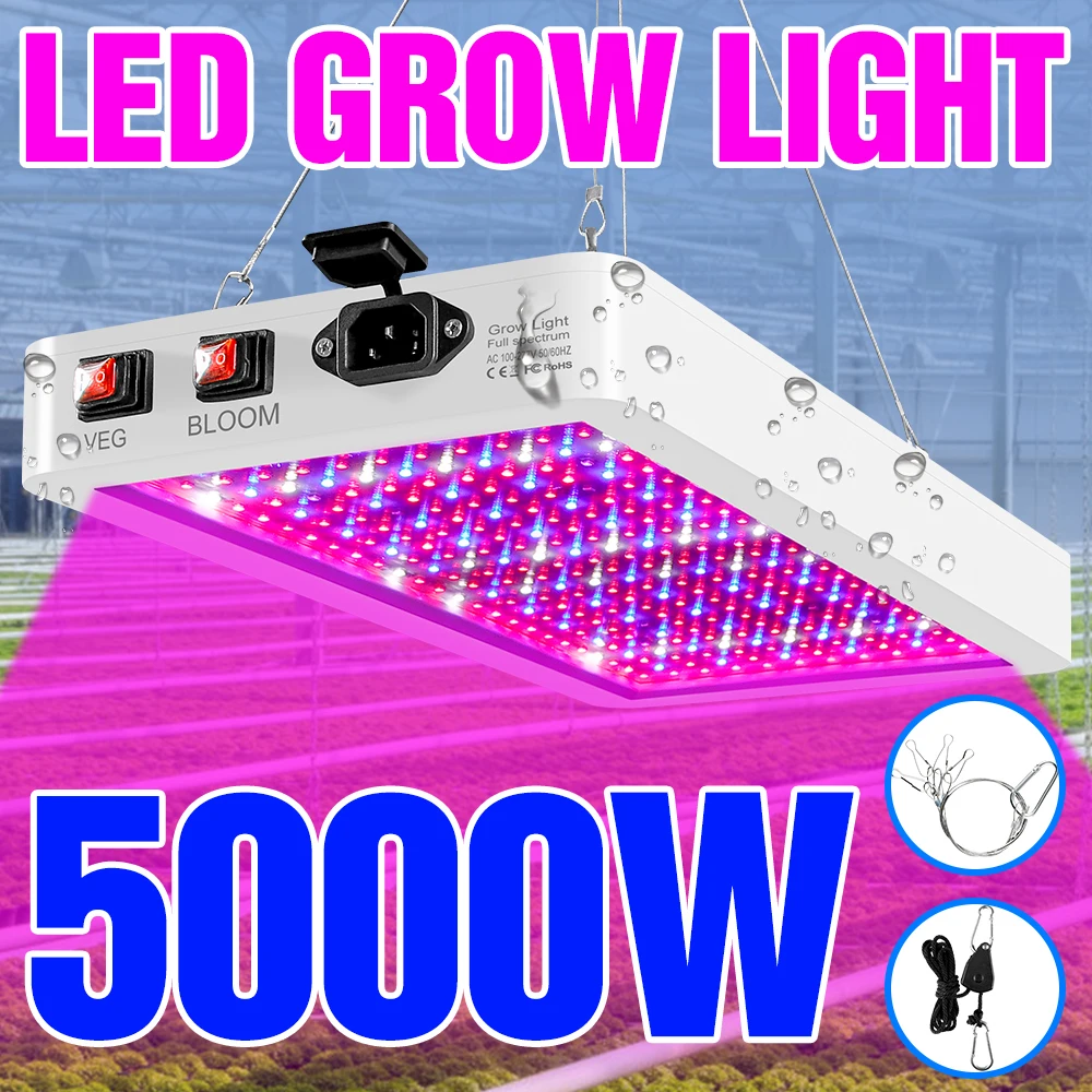 

220V Plant Grow Light LED Phyto Lamp 110V Full Spectrum Hydroponic Bulb 4000W 5000W Fitolampy For Seeds Growth Tent Box Lighting