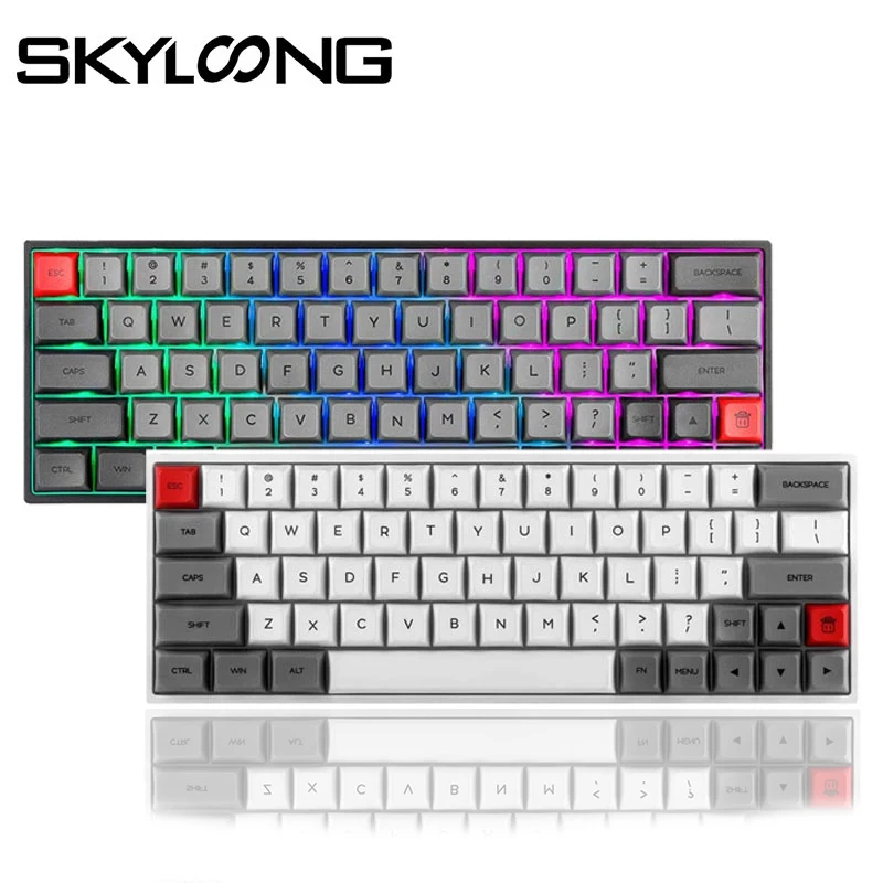 

Механическая клавиатура SKYLOONG SK64, портативная мини-клавиатура, 64 колпачка клавиш, RGB подсветка, красный переключатель Gateron, игровые аксессуар...
