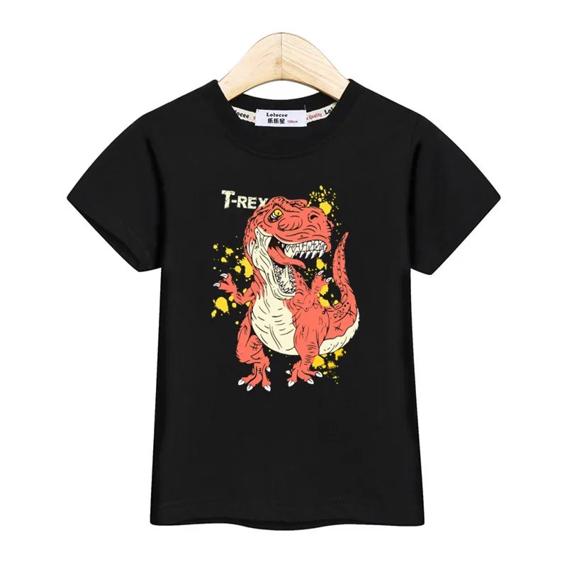 Футболка для детей с принтом Рекс летние топы короткими рукавами одежда