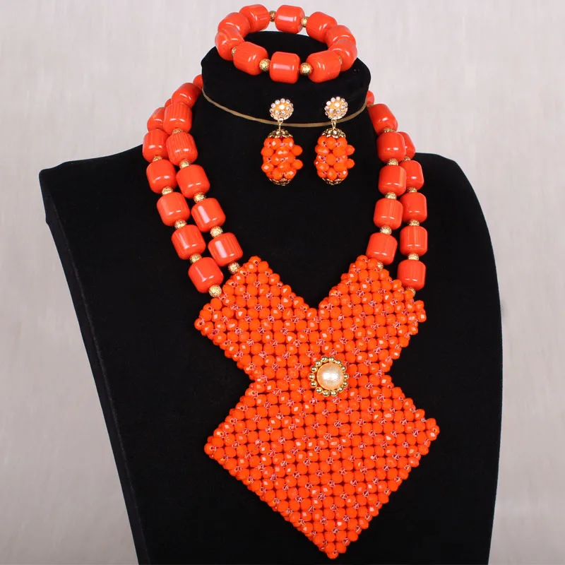 Набор бижутерии из искусственных коралловых бусин 4 шт. квадратный ювелирный