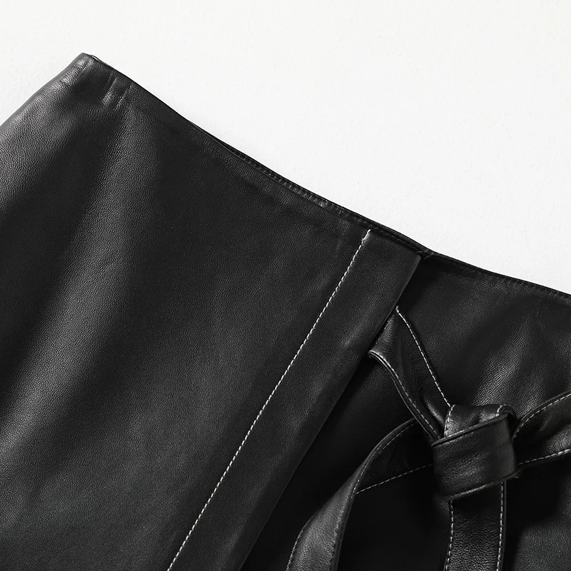 

JCHB 2021 women's Leather skirt spring new fashion lace-up irregular short hip-covered skirt T