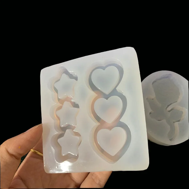 Роза цветок шейкер силиконовые формы DIY Смола в форме сердца звезды шейкеры