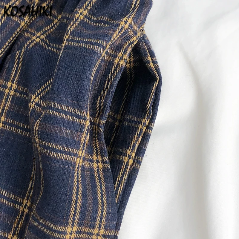 

KOSAHIKI Female Korean Ins Plaid Pants Loose Lattice Trousers Women's Casual Wild Straight Leg Pants Harajuku Trousers Student