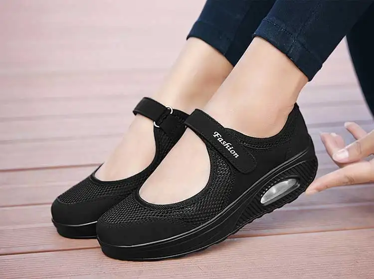Женская сетчатая обувь на Покатой подошве 2021 Сезон лето воздушной подушке