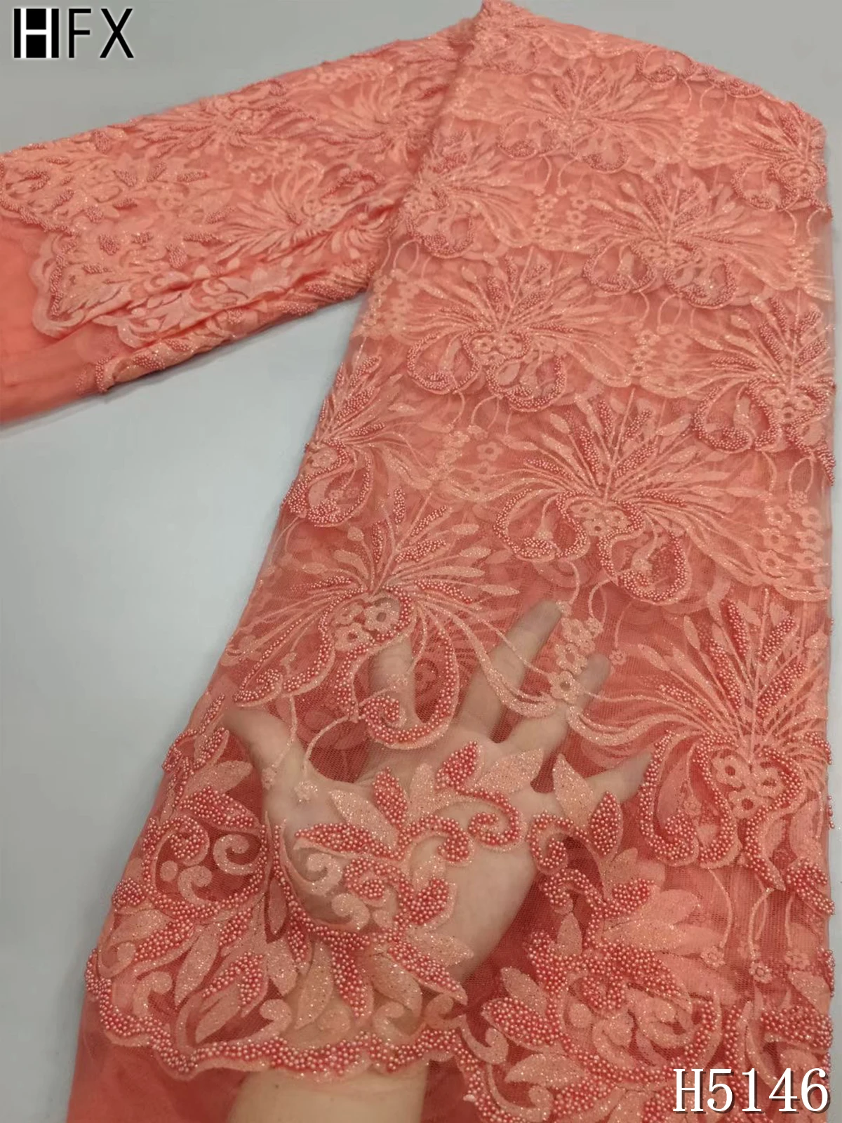 Новое поступление африканская кружевная ткань HFX блестки бисерная сетка кружево