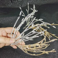 korean luxury handmade crystal bride headdress hairband elegant leaf tassel hari band princess wedding hair decoration jewelry