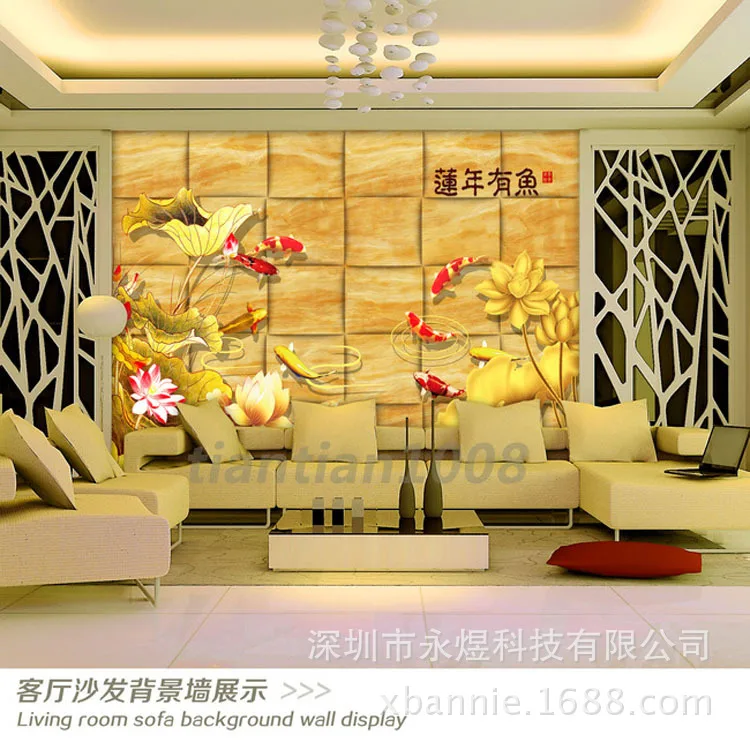 Большая бесшовная 3D настенная роспись гостиница гостиная спальня тема Лотос лет