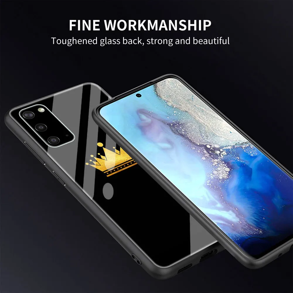 

Crown Queen Diamond Printing Glass Case For Samsung Galaxy S20 FE S21 S10 S9 S8 Plus Note 20 Ultra 10 Lite 9 Tempered Phone Capa