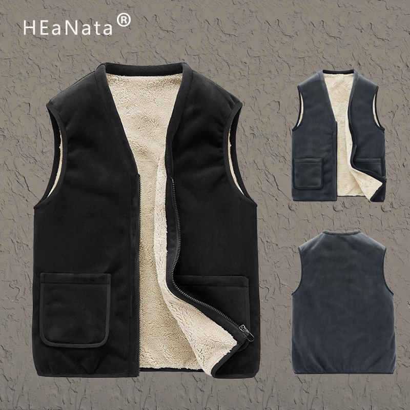Зимнее Мужское пальто теплая куртка без рукавов флисовый жилет мужской