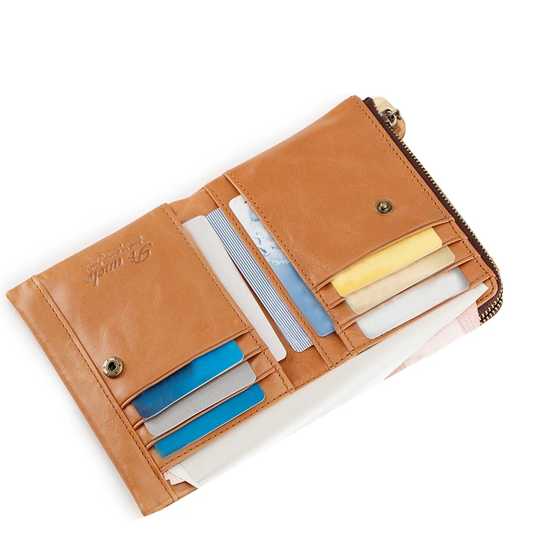 

PI UNCLE Brand Men Leather Wallet Ultra-Thin Driver's License Wallet RFID Anti-Theft Brush Zipper ID First Layer Leather