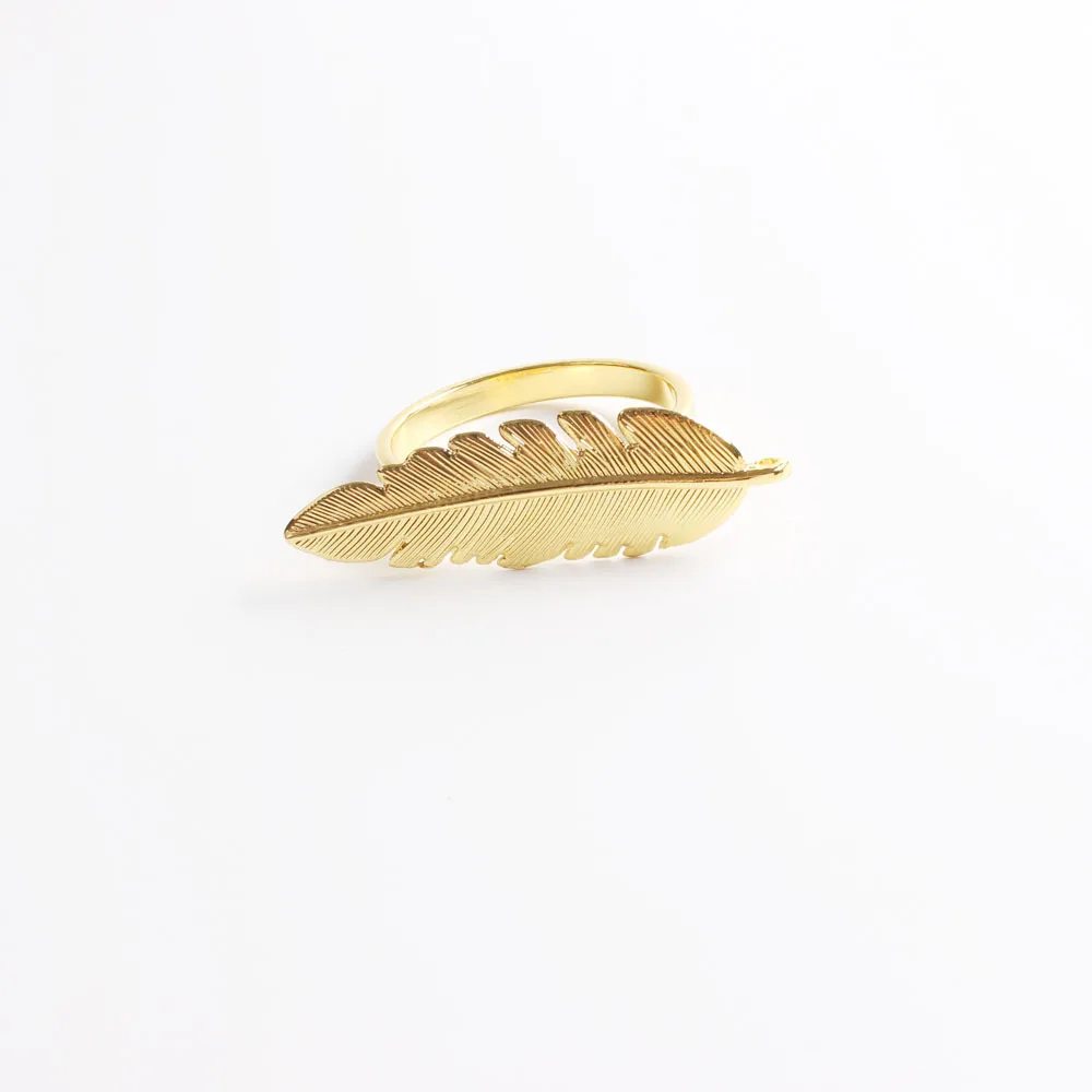 Металлическое кольцо для салфеток с металлическими листьями и перьями|Кольца