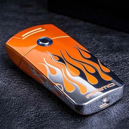 Плазменная зажигалка металлическая USB перезаряжаемая беспламенная с датчиком