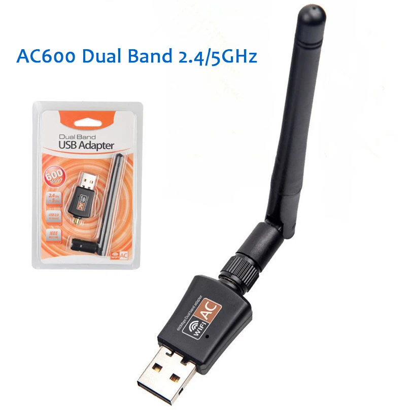 Mini 600Mbps USB Wifi Adapter 5.8GHz+2.4GHz USB2.0 Receiver Wireless Network Card Lan Wi-Fi High Speed Antenna | Компьютеры и офис