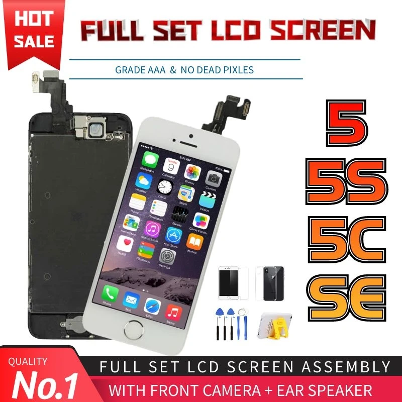 

AAA+ LCD For iPhone 5 5S 5C SE Front Display with Touch Screen Digitizer Full Set LCD Complete Assembly Home Button Front Camera