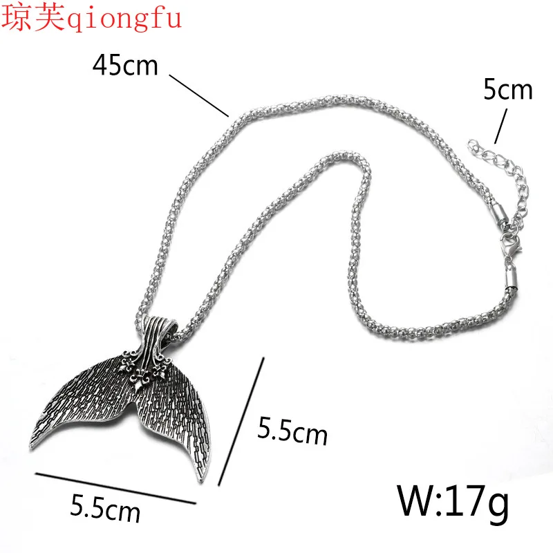 

Qiongfu 2021 fashion new retro ethnic style exaggerated personality bohemian beach mermaid tail clavicle chain necklace female