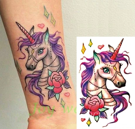 Водонепроницаемая Временная тату наклейка Единорог Лошадь поддельные Тату