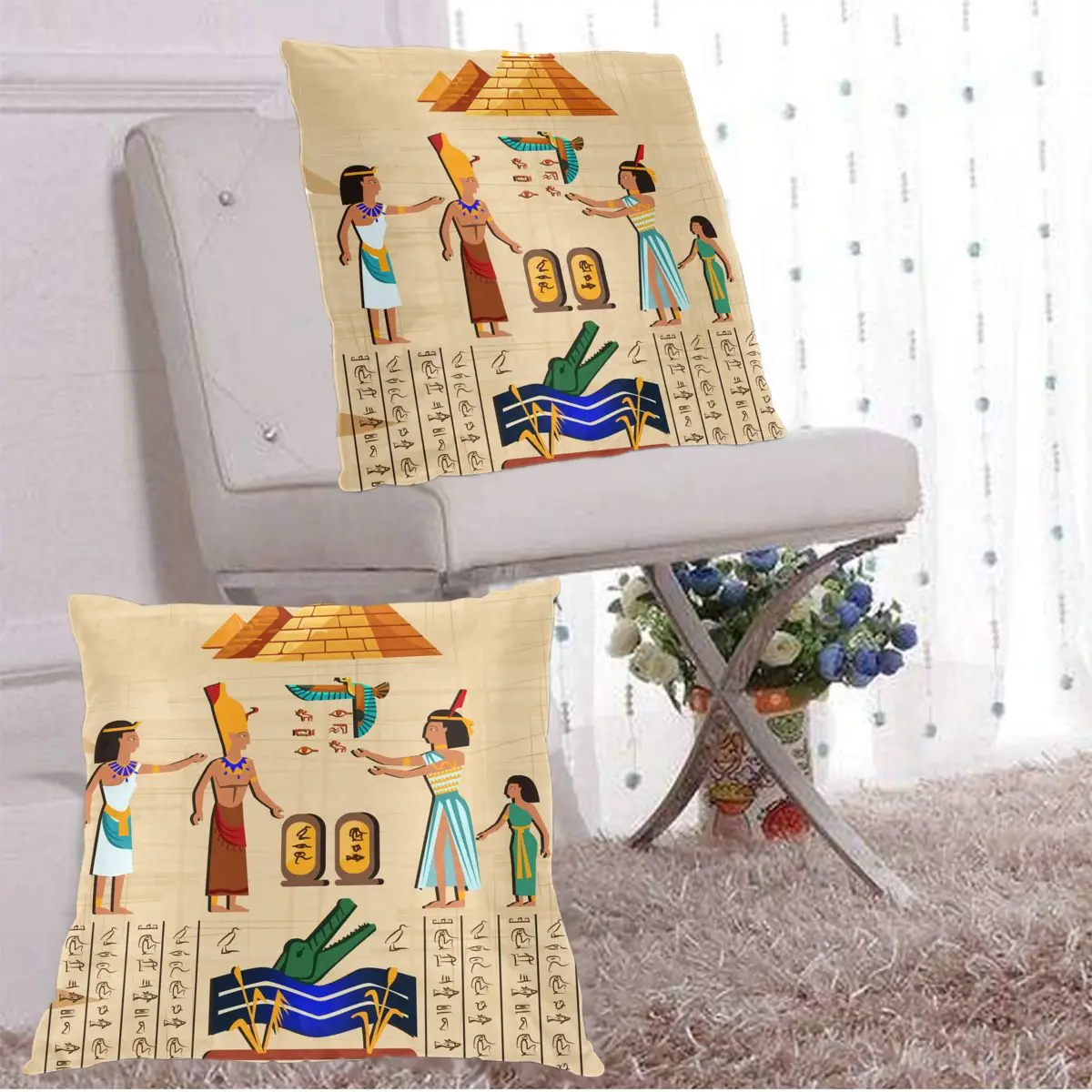 Декоративная подушка чехол древний Египетский папирус декоративная квадратная