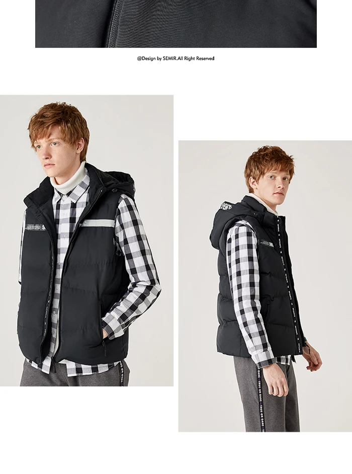 Semir, хлопковый жилет, мужской, Молодежный, хит, цветной, с буквенным принтом, с капюшоном, мужской жилет, теплый, короткий, параграф, тренд, без рукавов, жилет