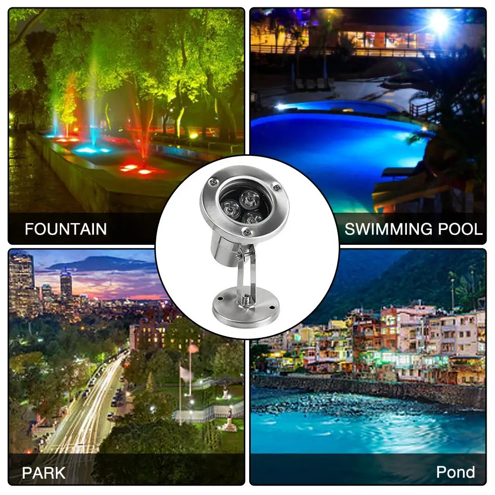 

DC 12V LED Pool Underwater Light RGB Waterproof Anti-corrosion Floodlight Lamp For Fountain Aquarium Swimming Pool Drop Shipping