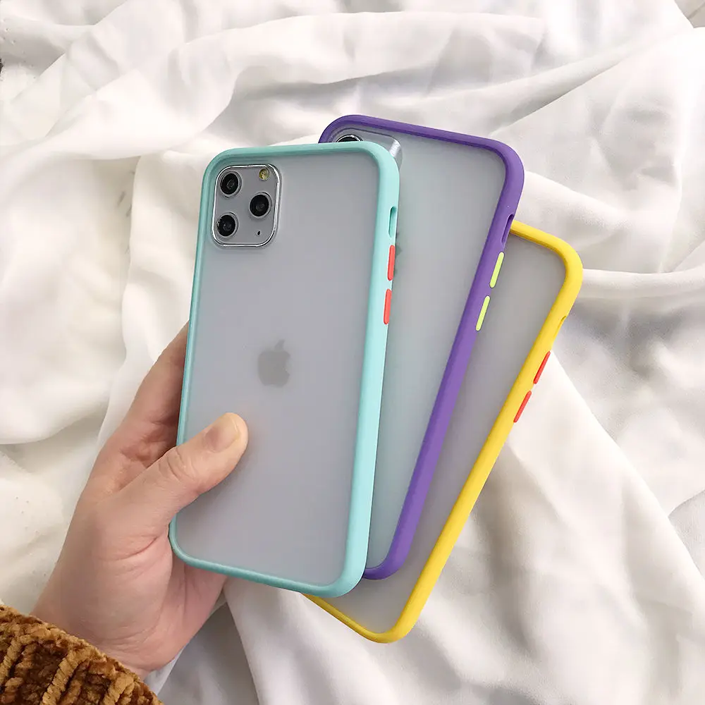 Мятный Гибридный простой матовый бампер чехол для телефона для Iphone 11 Pro Max Xr Xs Max 6s 8 7 Plus противоударный Мягкий ТПУ силиконовый прозрачный чехол