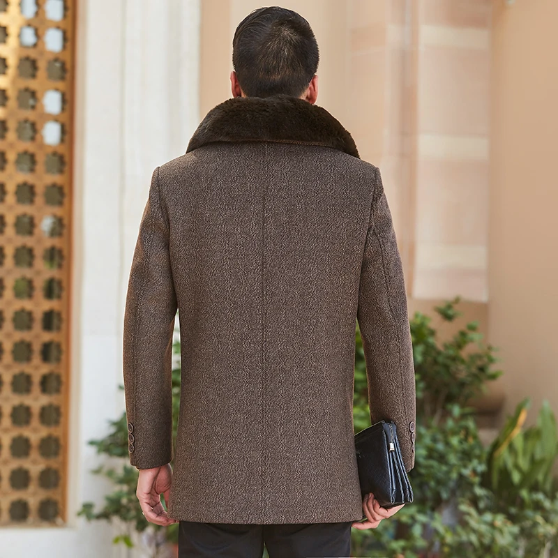 Зимняя шерстяная куртка мужское шерстяное облегающее пальто в повседневном