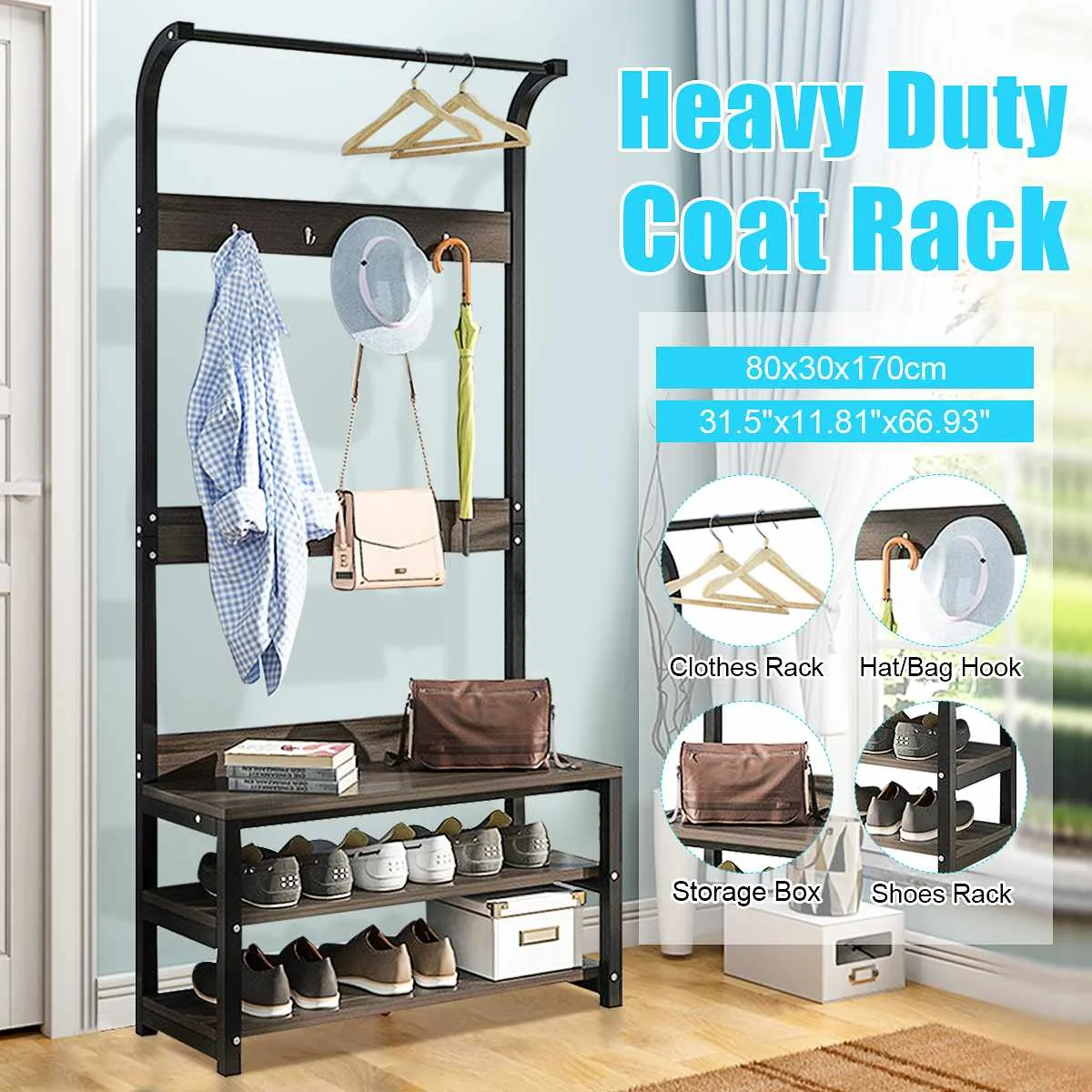 

Iron Coat Rack Shoes Rack Clothes Hanger Bedroom Living Room Furniture Floor Standing Wardrobe Clothes Metal Hanging Shelf