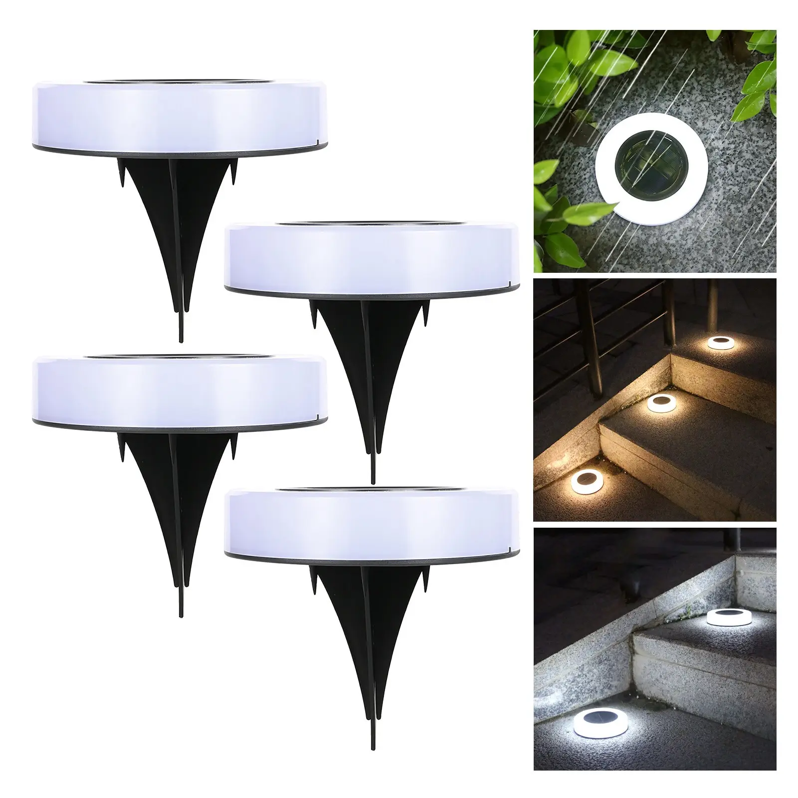 

4 шт., водонепроницаемые садовые фонари на солнечной батарее, с 8 светодиодами