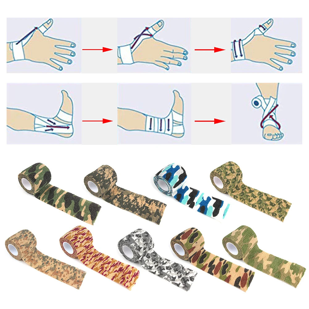 

4.5m Hunt Disguise Elastoplast Camouflage Elastic Wrap Tape Self Adhesive Protector Ankle Knee Finger Arm Bandage Dropship