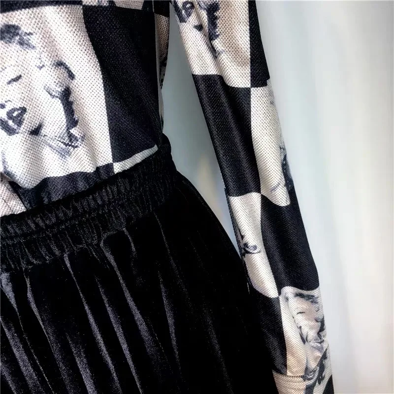 

CHICLADY designer style celebrity blouse women ladies shirts Marilyn Monroe printed high street clothing tops femme mujer za