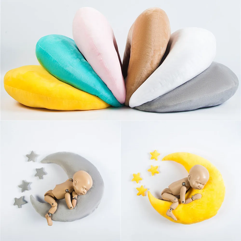 Accesorios de fotograf&iacute;a para sesi&oacute;n de fotos de beb&eacute;, almohada creativa de estrella y Luna para cumplea&ntilde;os de reci&eacute;n nacido, 0-3 meses, accesorios de estudio, regalos-3
