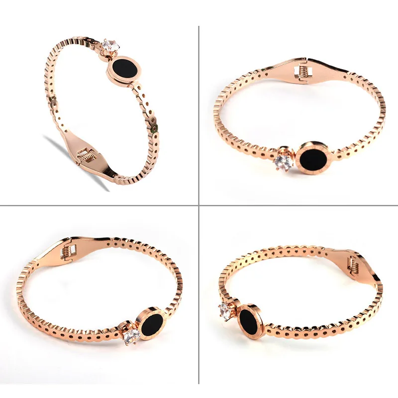 URSJEWELRY розовый золотой браслет на запястье браслеты для женщин сделаны из нержавеющей стали 316L гипоаллергенные римские ювелирные изделия с цифрами