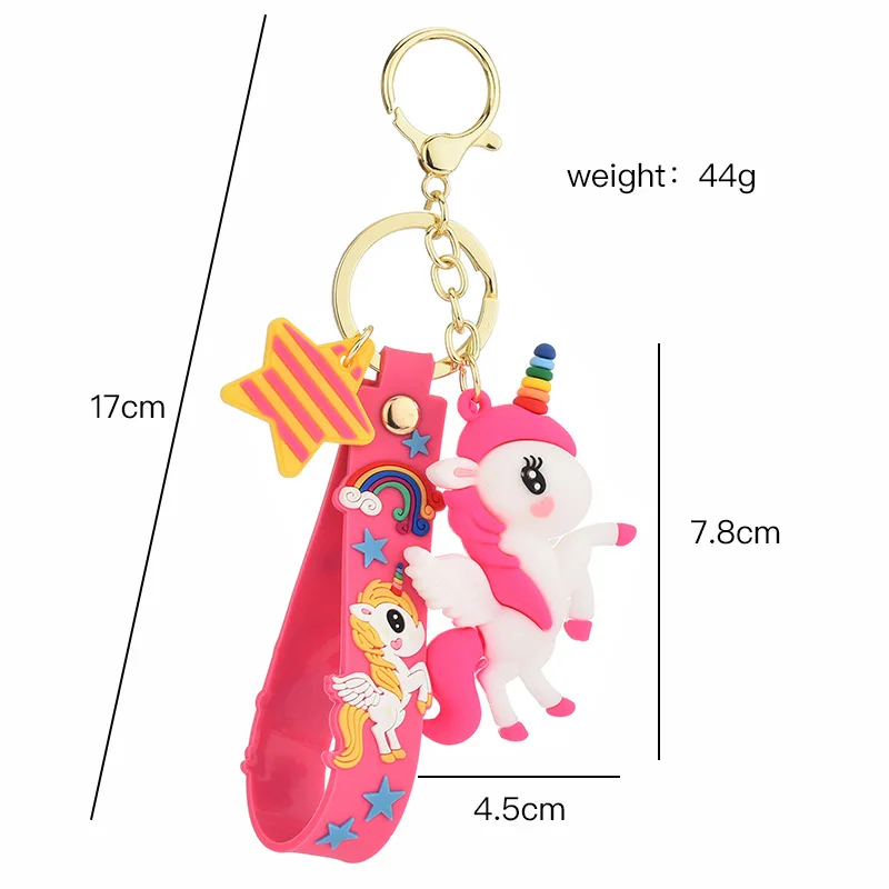Kawaii мультфильм ПВХ Единорог кукла брелок Милая женская сумка мужской