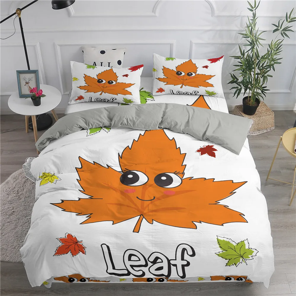 

Leaves Duvet Covers Set 3D Printing Bedding Set New Fashion Bedclothes Single Bed Comforter Cover With Pillowcase For Boys Girls