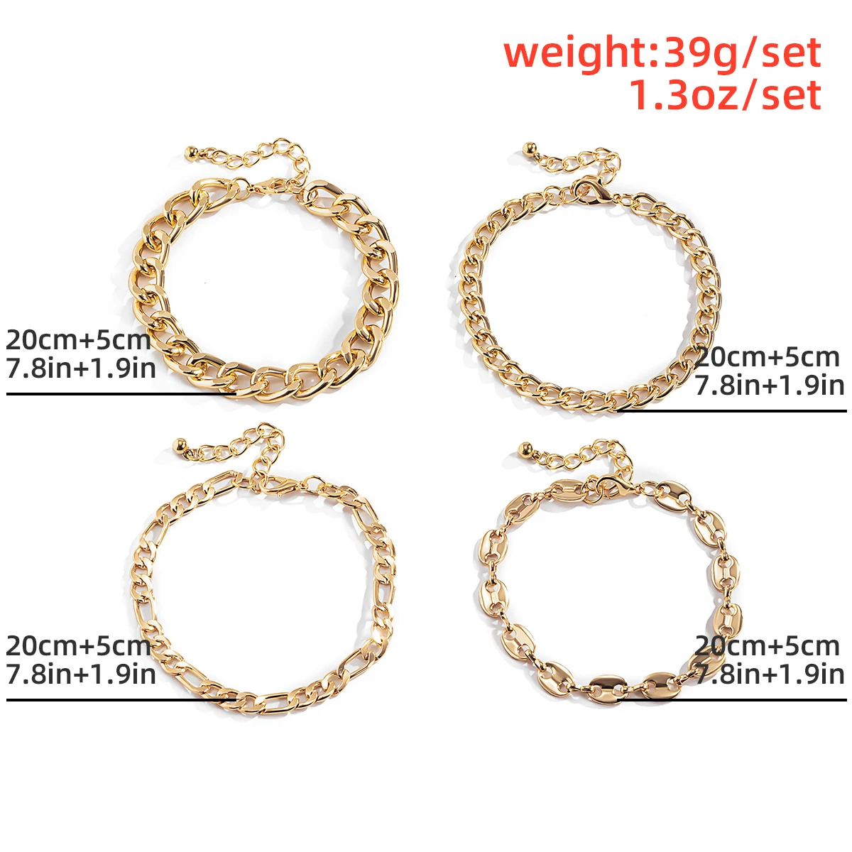

Punk Aluminium Link Chains Couple Bracelets on Hand Vintage Aesthetic Multi Layer Women Men Bracelet Kpop Jewelry Gift 2021Trend