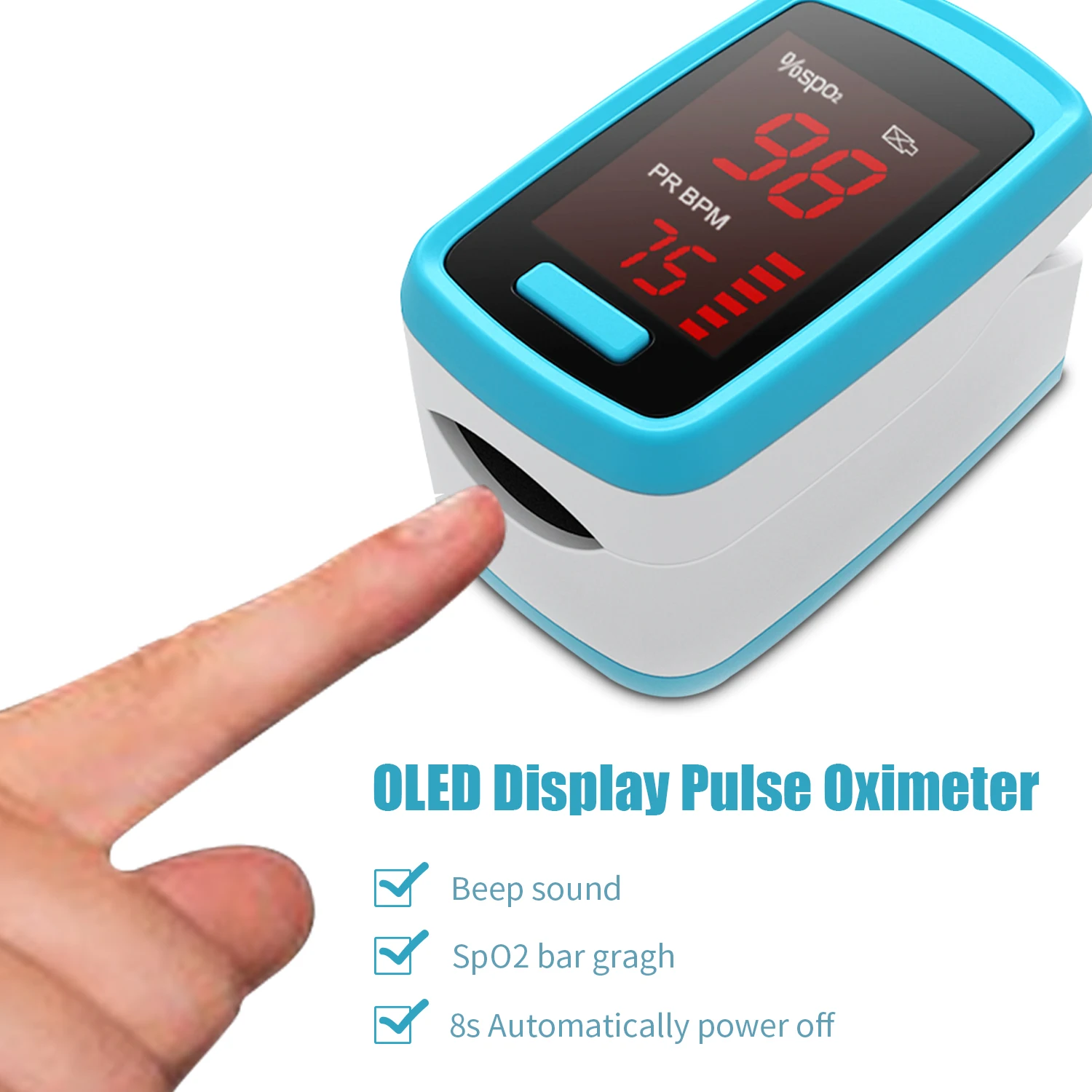 Digital Fingertip Pulse Oximeter LED Display Blood Oxygen Sensor Saturation SpO2 Monitor Measurement Meter with Beep Sound | Красота и