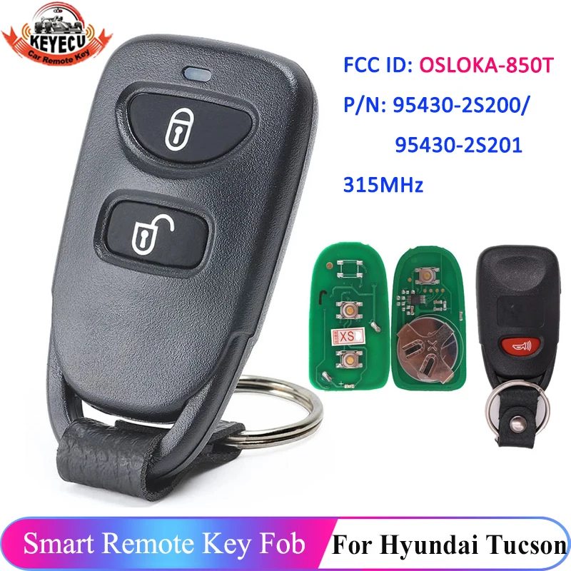 

KEYECU OSLOKA-850T 2+1 3 Button 315MHz Car Remote Key Fob for Hyundai Tucson 2010 2011 2013 2014 2015 95430-2S200 / 95430-2S201