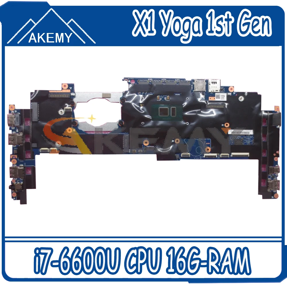 

Для Lenovo ThinkPad X1 Йога 1st Gen Материнская плата ноутбука 14282-2 м с i7-6600U процессор 16G-RAM FRU 00JT811 01LV888 01LV889 материнская плата